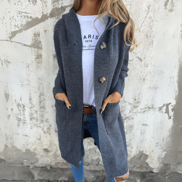Longline Hooded Knit Cardigan in Grey — VerolynBoutique