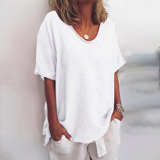 Loose Fit Crew Neck Top in White — VerolynBoutique