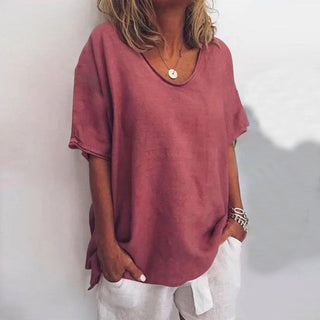 Loose Fit Crew Neck Top in Fuchsia — VerolynBoutique