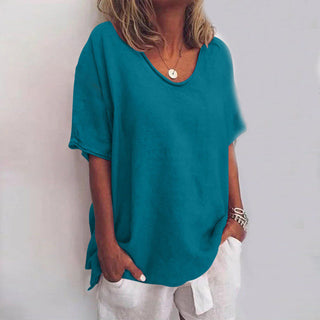 Loose Fit Crew Neck Top in Blue — VerolynBoutique