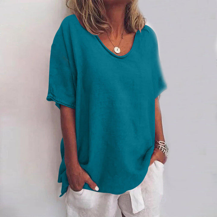 Loose Fit Crew Neck Top in Blue — VerolynBoutique