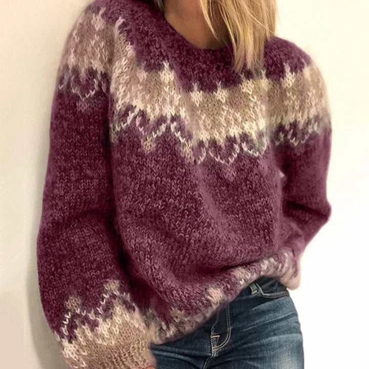 Verolyn mohair nordic yoke jumper in red