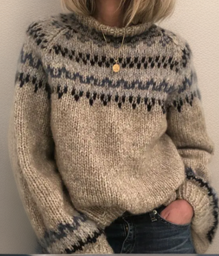 Verolyn oatmeal nordic yoke high neck jumper