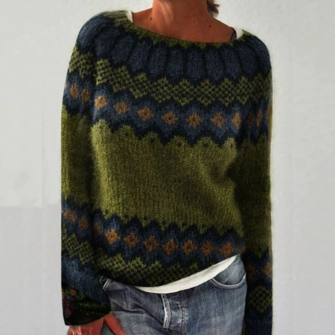 Verolyn olive and navy nordic band jumper
