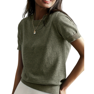 Ribbed Hem Round Neck Top in Olive — VerolynBoutique