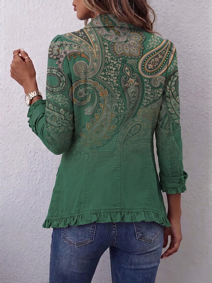 Verolyn green boho paisley ruffle jacket – view 2