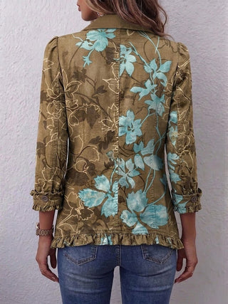 Verolyn olive &amp; turquoise floral ruffle jacket – view 2