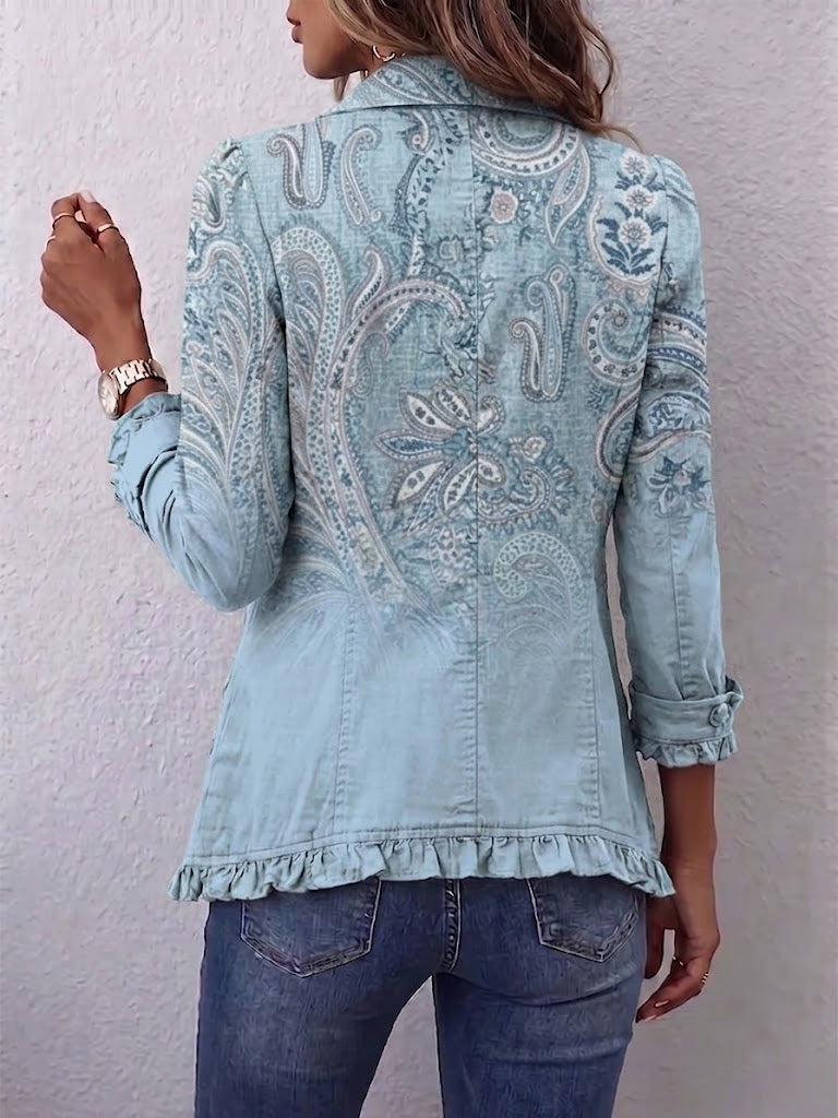Verolyn sky blue paisley ruffle jacket – view 2