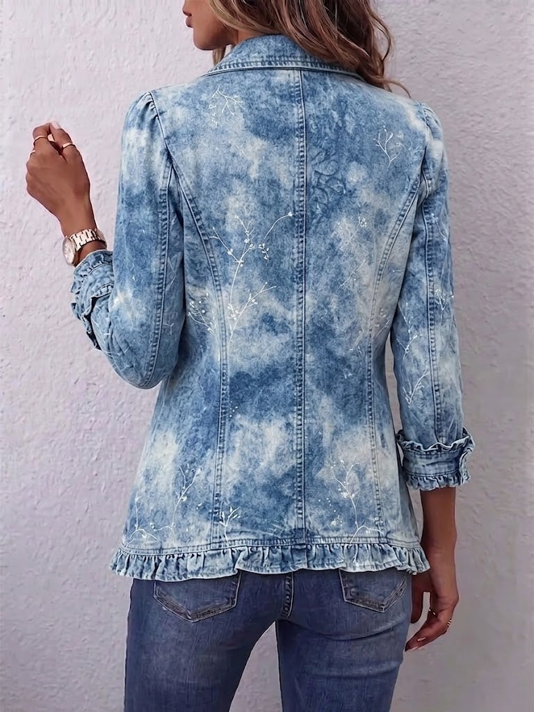 Verolyn blue botanical ruffle jacket – view 2