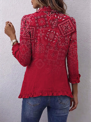 Verolyn red ombré paisley ruffle jacket – view 2