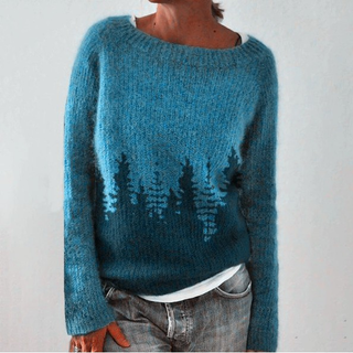 Verolyn pine forest hem knit jumper in blue