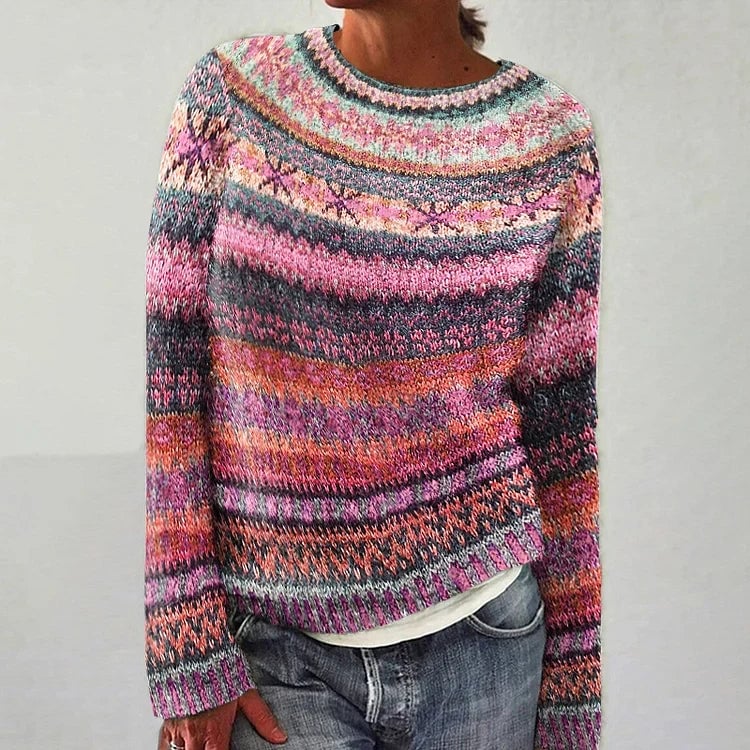 Verolyn pink ombre stripe fair isle jumper