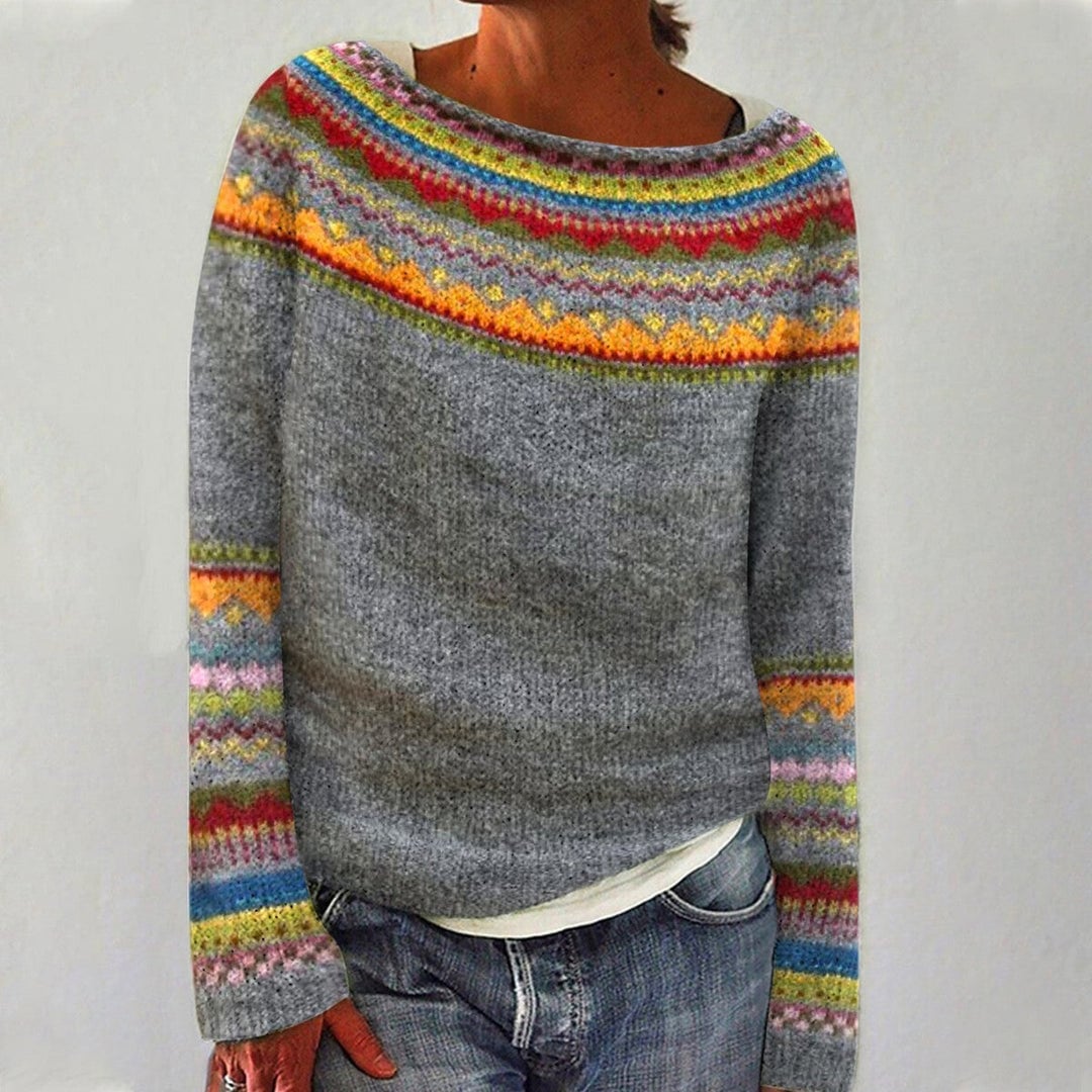 Verolyn rainbow yoke grey knit jumper