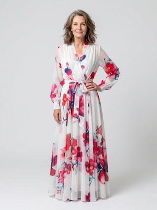 Verolyn - Bold Floral Wrap Maxi Dress