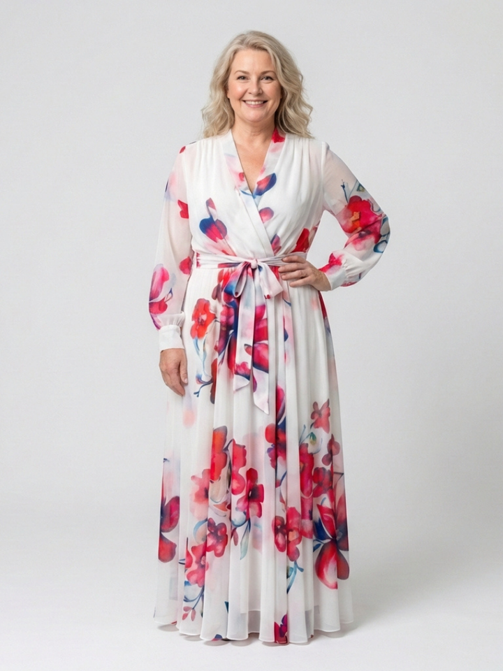 Verolyn - Bold Floral Wrap Maxi Dress