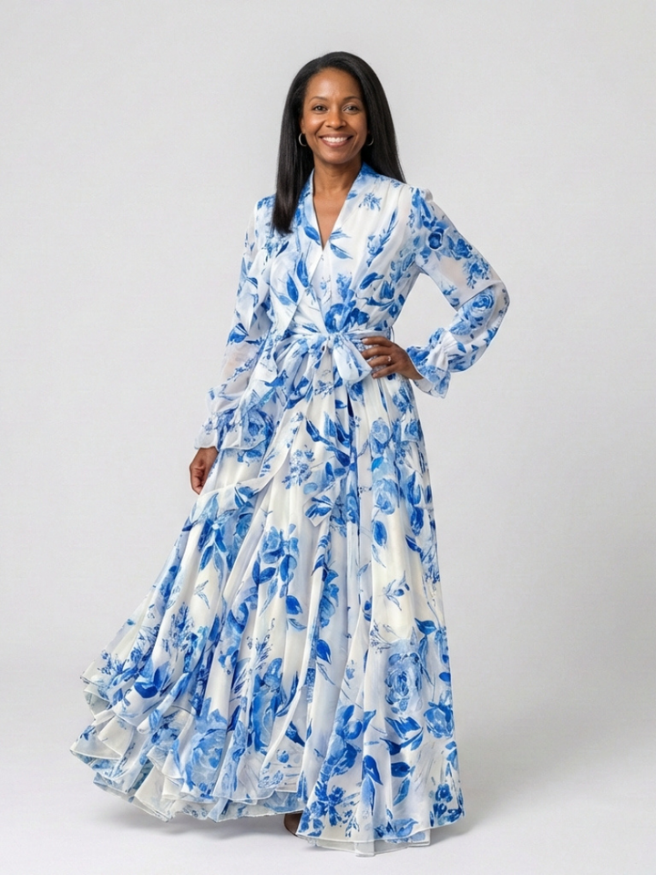 Verolyn - Bold Floral Wrap Maxi Dress
