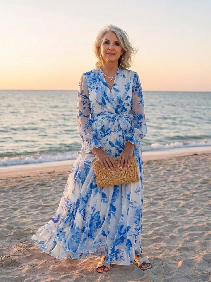 Verolyn - Bold Floral Wrap Maxi Dress