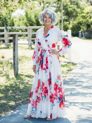 Verolyn - Bold Floral Wrap Maxi Dress
