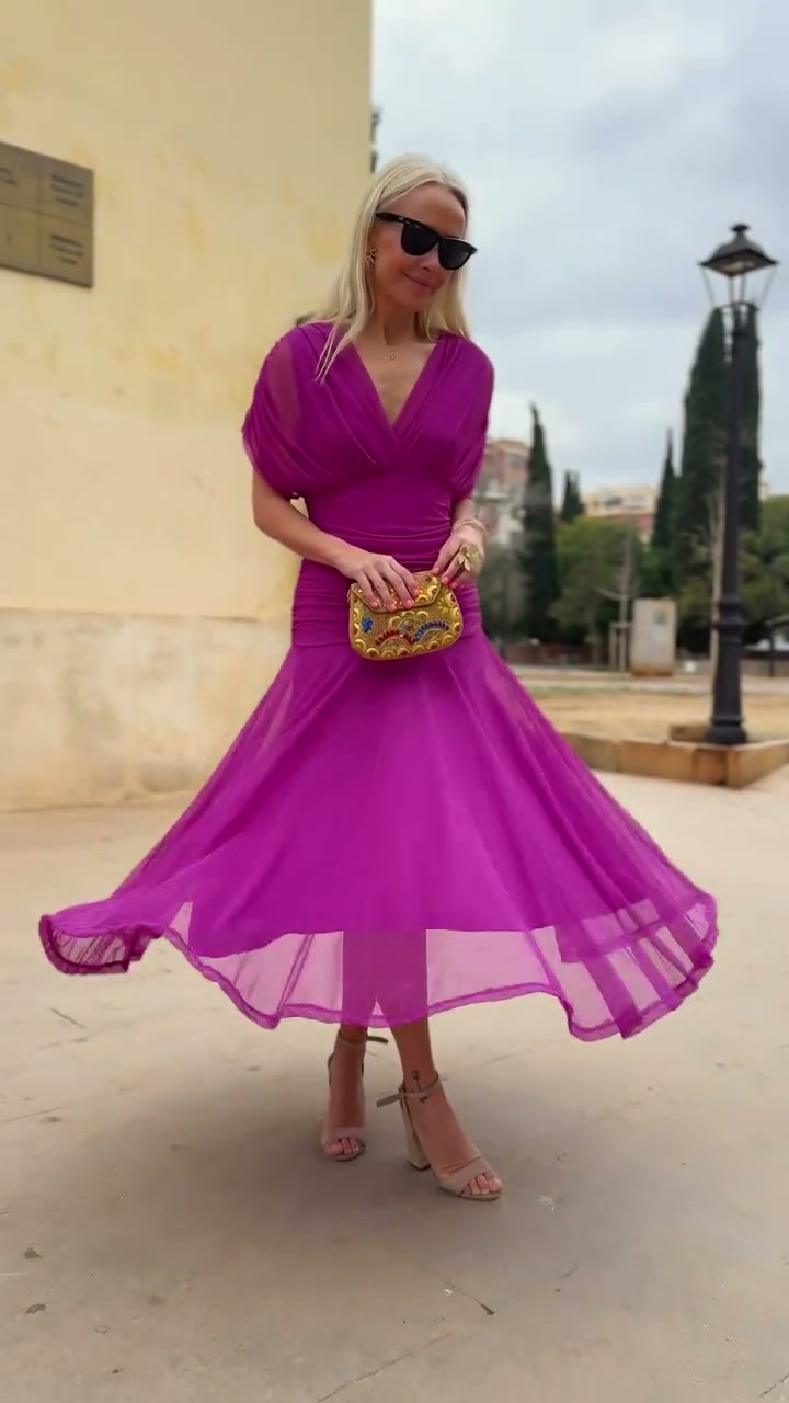 Verolyn - Fuchsia Occasion Dress