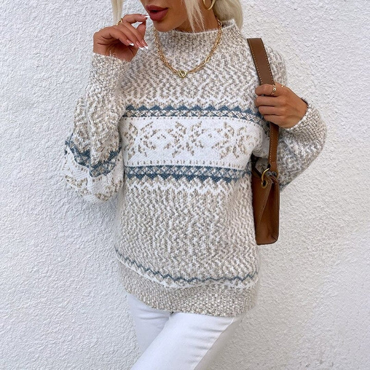 Verolyn snowflake mock neck jumper in beige