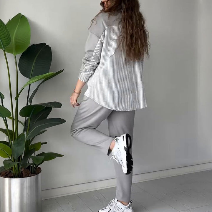 Colour Block Sweatshirt Jogger Set in Black — VerolynBoutique
