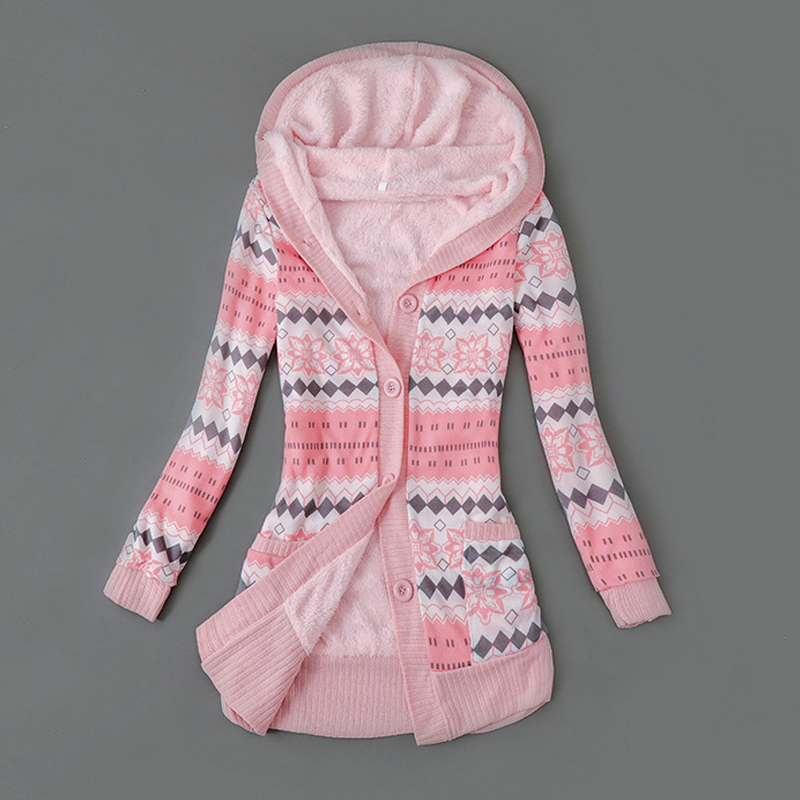 Verolyn plush-lined hooded knit cardigan in pink