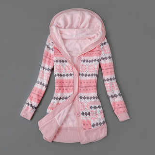 Verolyn plush-lined hooded knit cardigan in pink