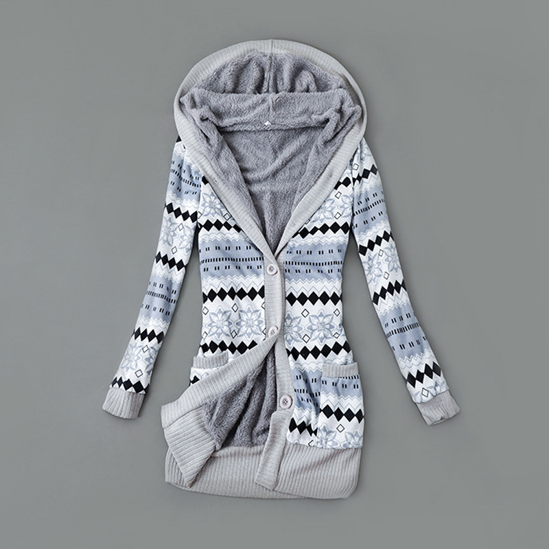 Verolyn plush-lined hooded knit cardigan in blue