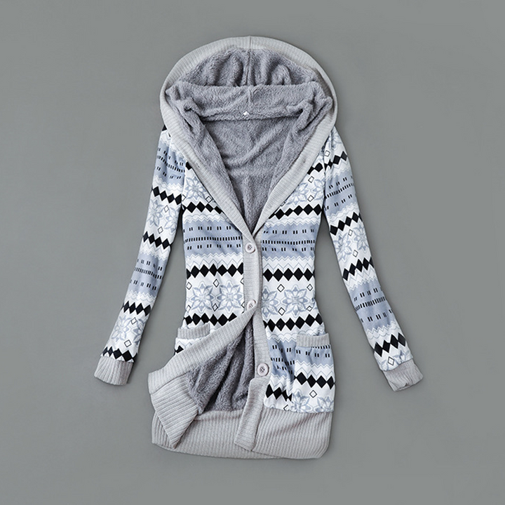 Verolyn plush-lined hooded knit cardigan in blue