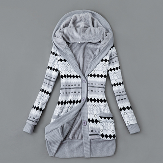Verolyn plush-lined hooded knit cardigan in grey
