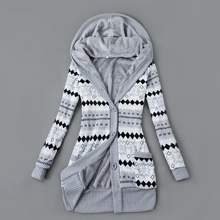 Verolyn plush-lined hooded knit cardigan in grey