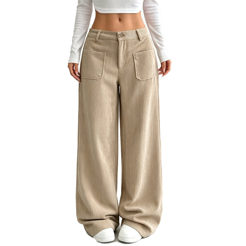 Corduroy Wide Leg Trousers in Apricot — VerolynBoutique