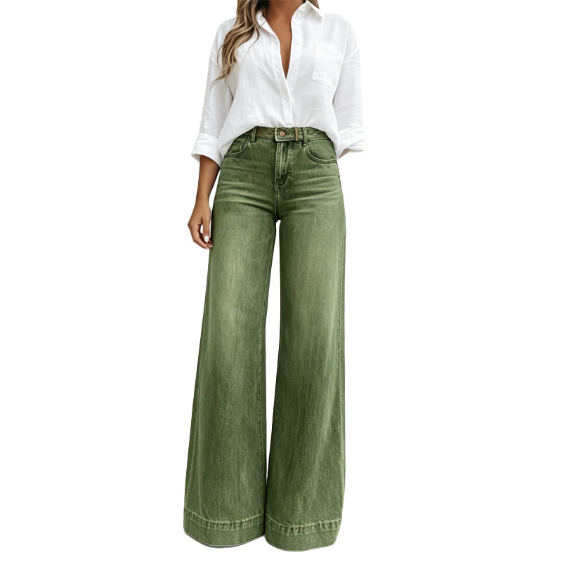 Wide Leg Jeans in Olive — VerolynBoutique