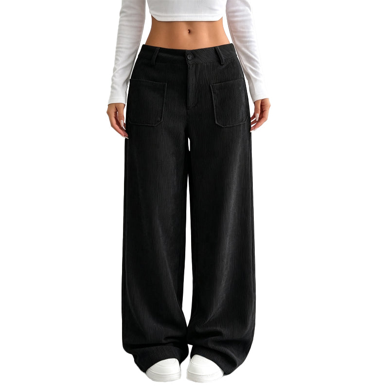 Verolyn patch pocket corduroy trousers in black