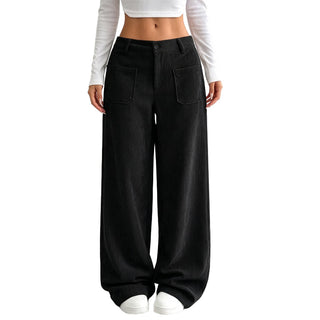 Verolyn patch pocket corduroy trousers in black