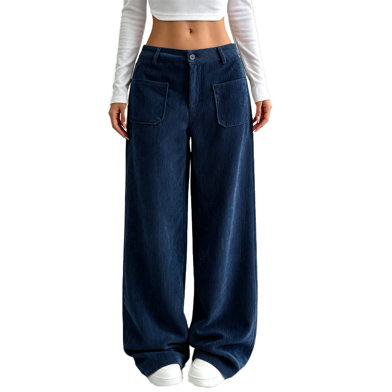 Verolyn patch pocket corduroy trousers in navy