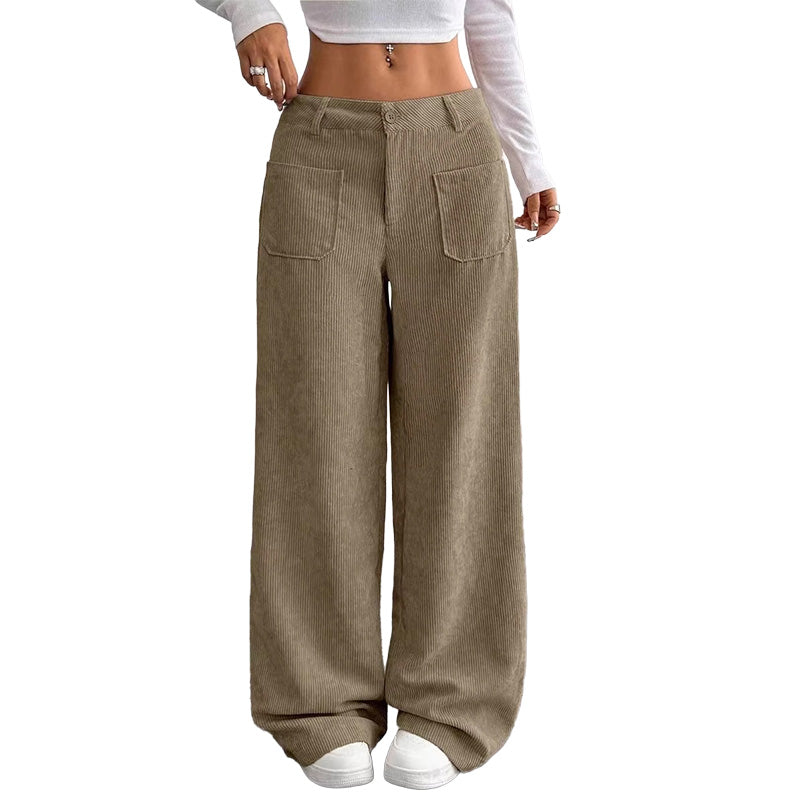 Verolyn patch pocket corduroy trousers in khaki