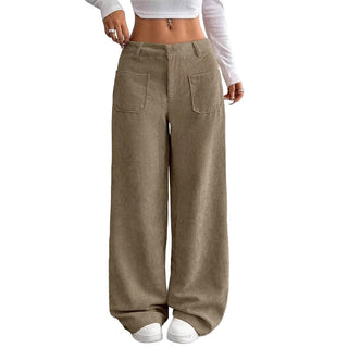 Verolyn patch pocket corduroy trousers in khaki