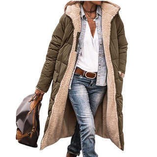 Verolyn reversible sherpa hooded coat in olive