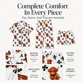 Verolyn highland cow print three-piece pyjama set – view 2
