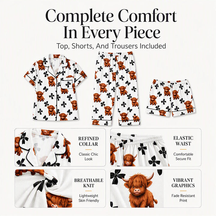 Verolyn highland cow print three-piece pyjama set – view 2