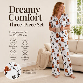 Verolyn highland cow print three-piece pyjama set – view 1