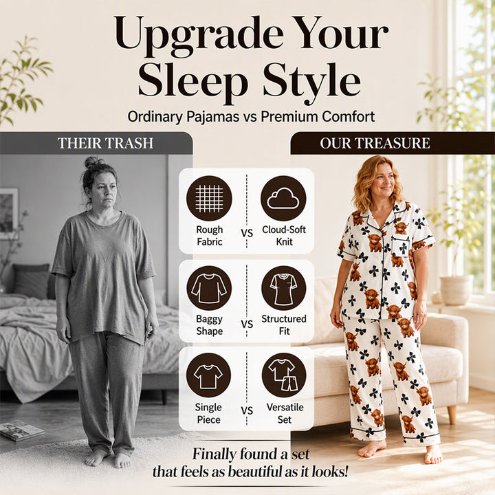 Verolyn highland cow print three-piece pyjama set – view 3