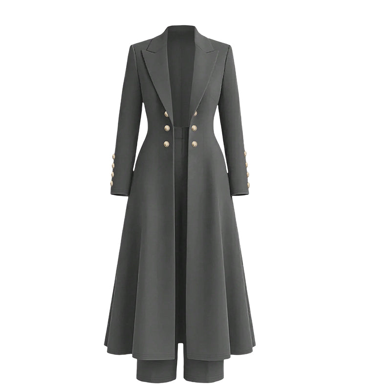Verolyn long knit coat and trouser set in grey