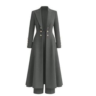 Verolyn long knit coat and trouser set in grey