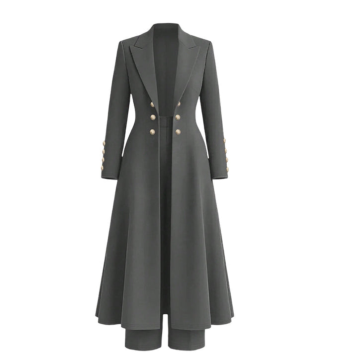 Verolyn long knit coat and trouser set in grey