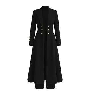 Verolyn long knit coat and trouser set in black