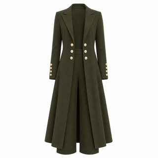 Verolyn long knit coat and trouser set in military green