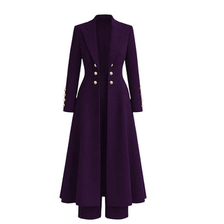 Verolyn long knit coat and trouser set in purple