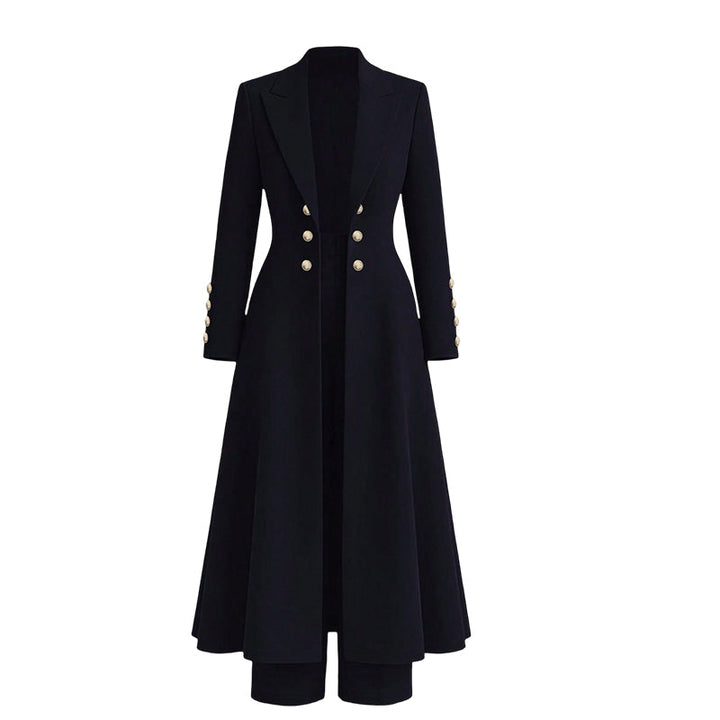 Verolyn long knit coat and trouser set in navy